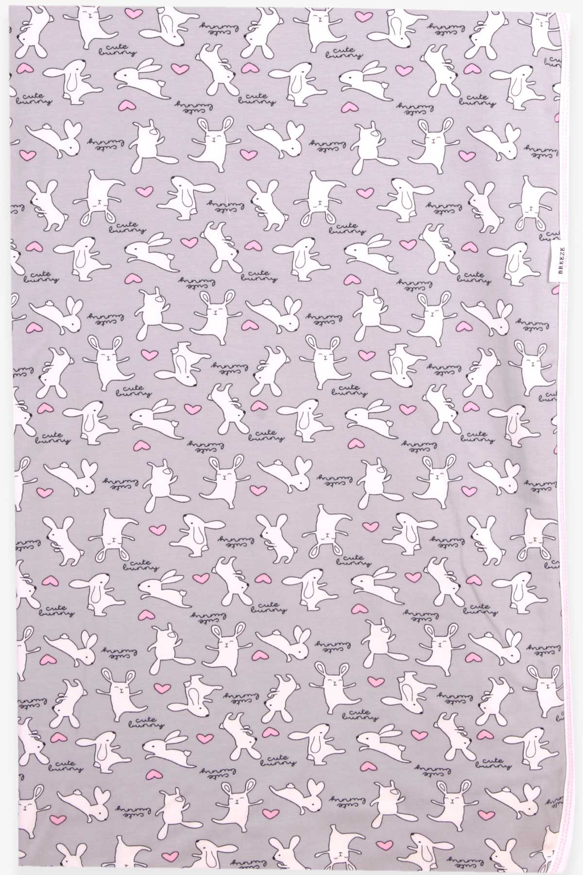 Breeze Yenidoğan Bebek Battaniyesi Tavşancık Desenli Buz Mavisi (75 x 85)
