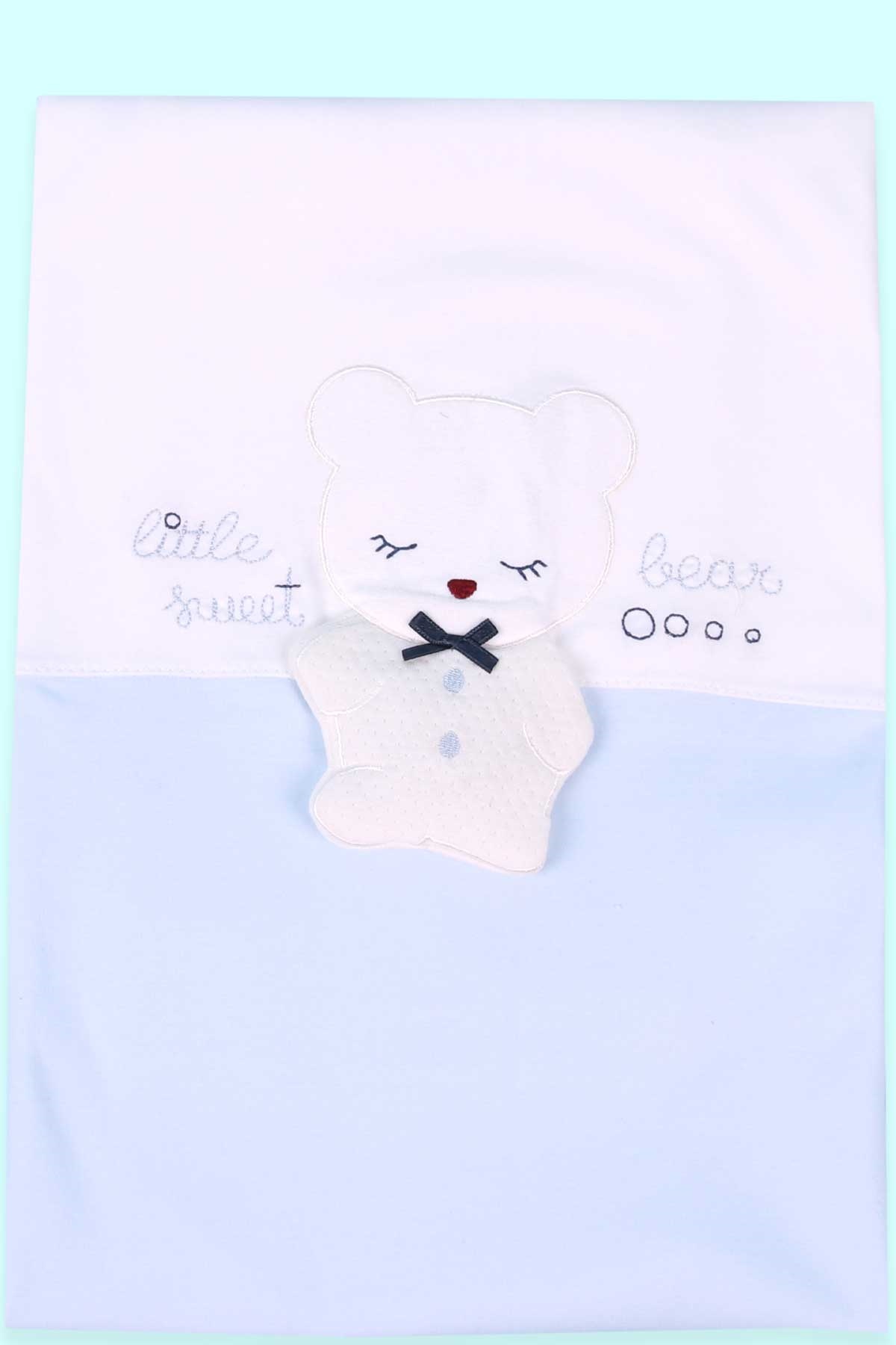 Breeze Yenidoğan Bebek Battaniyesi Uyuyan Ayıcıklı Bebe Mavisi (84 x 88 cm)