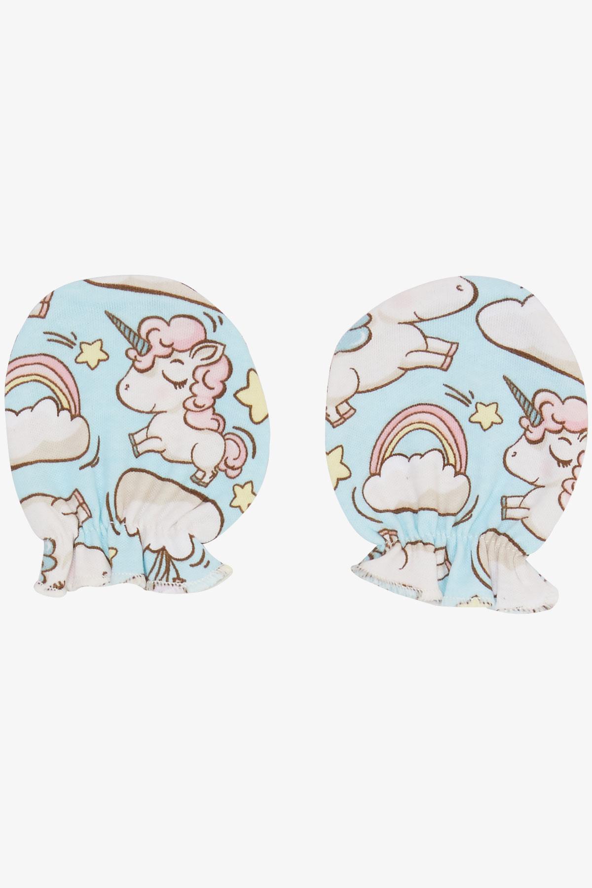 Breeze Yenidoğan Bebek Eldiven Unicorn Desenli Turkuaz