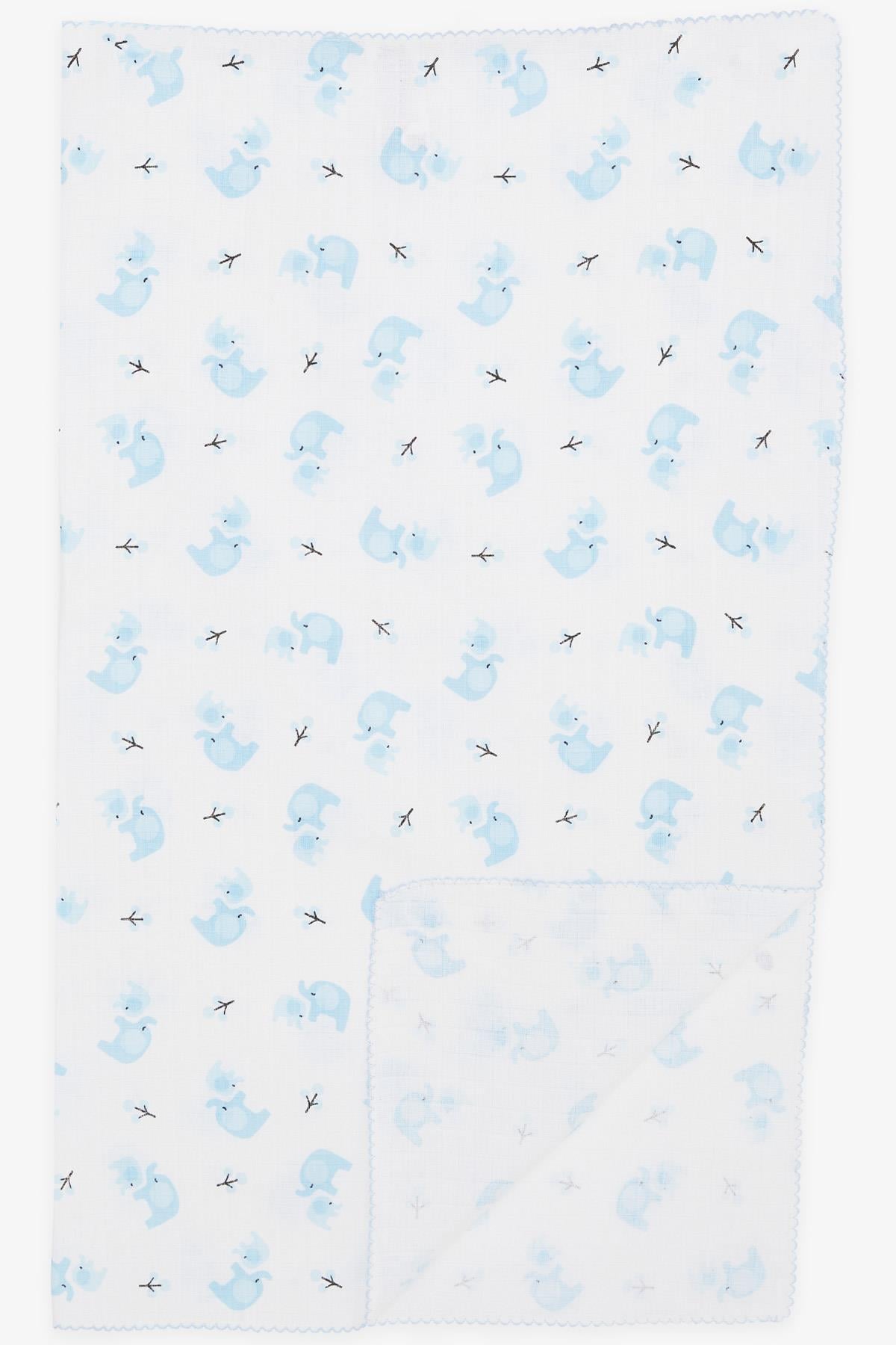 Breeze Yenidoğan Bebek Müslin Batttaniye Sevimli Anne Bebek Fil Desenli Beyaz