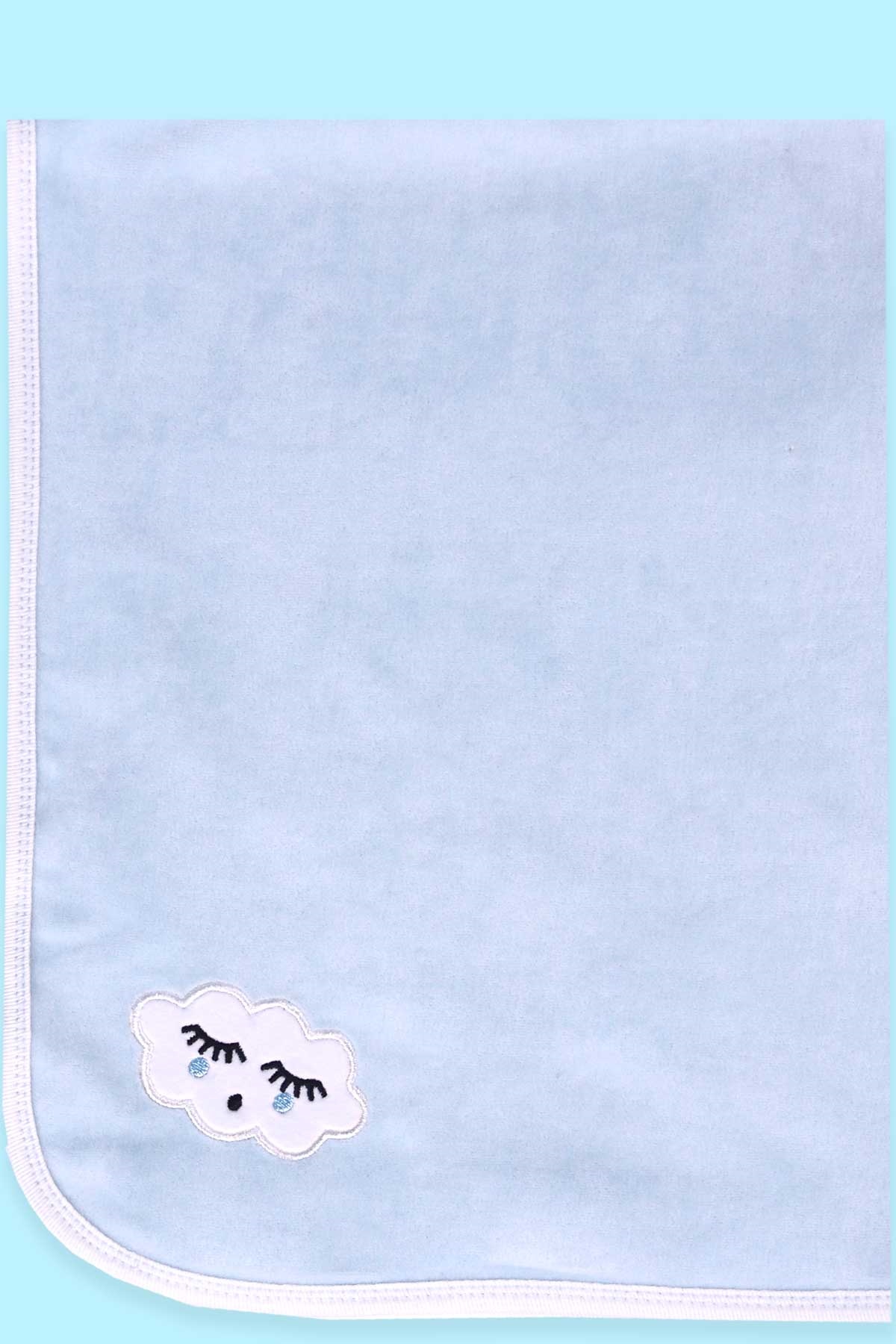 Breeze Yenidoğan Kadife Bebek Battaniyesi Bulutlu Bebe Mavisi ( 77 x 86 cm )