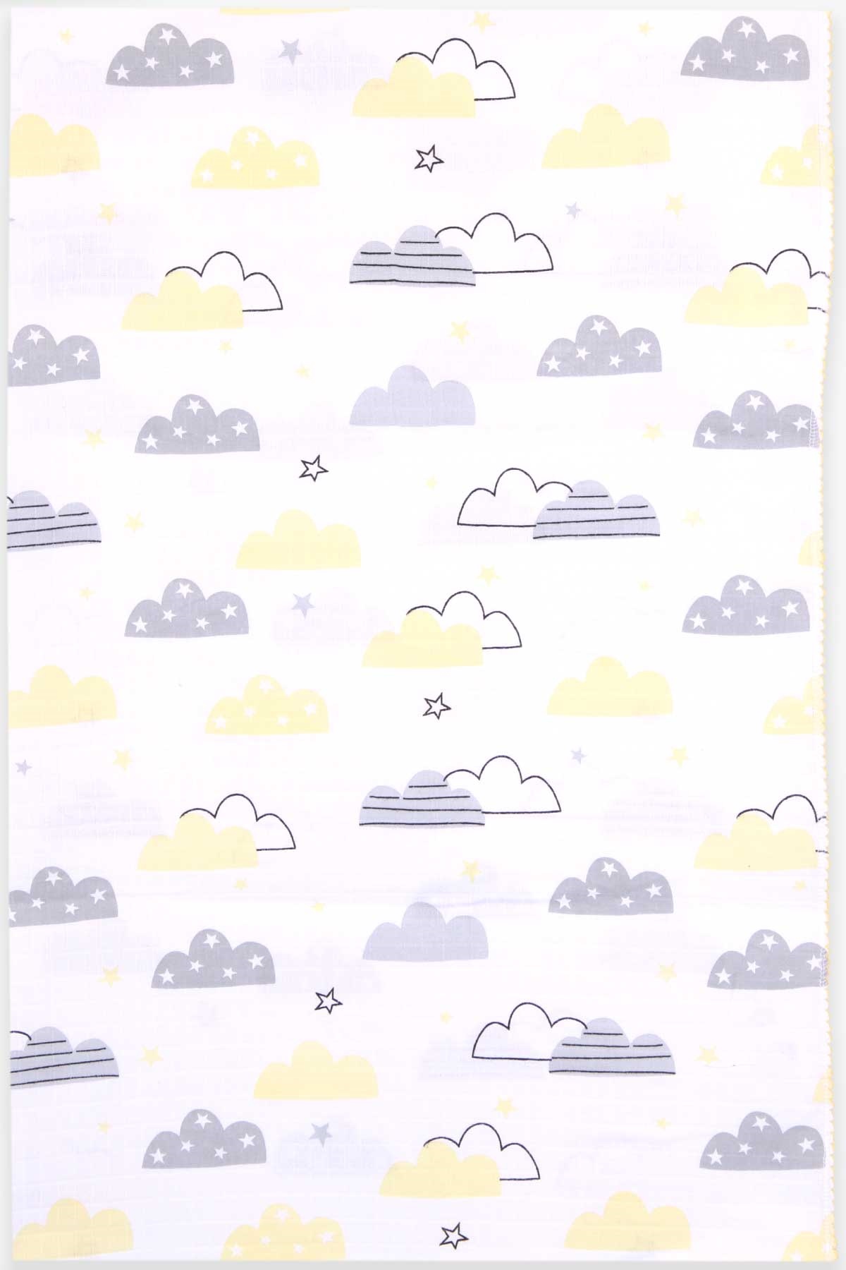 Breeze Yenidoğan Müslin Bebek Battaniyesi Bulutlu Beyaz (95 x 95cm )