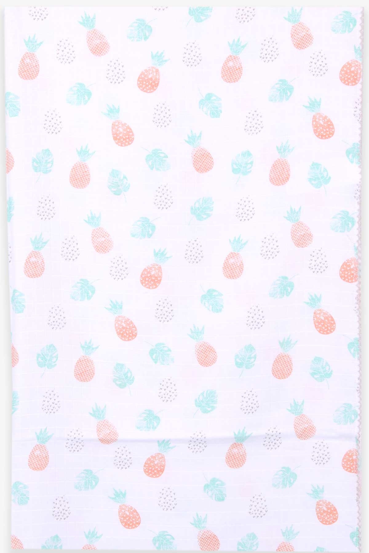 Breeze Yenidoğan Müslin Bebek Battaniyesi Ananaslı Ekru (75 x95)