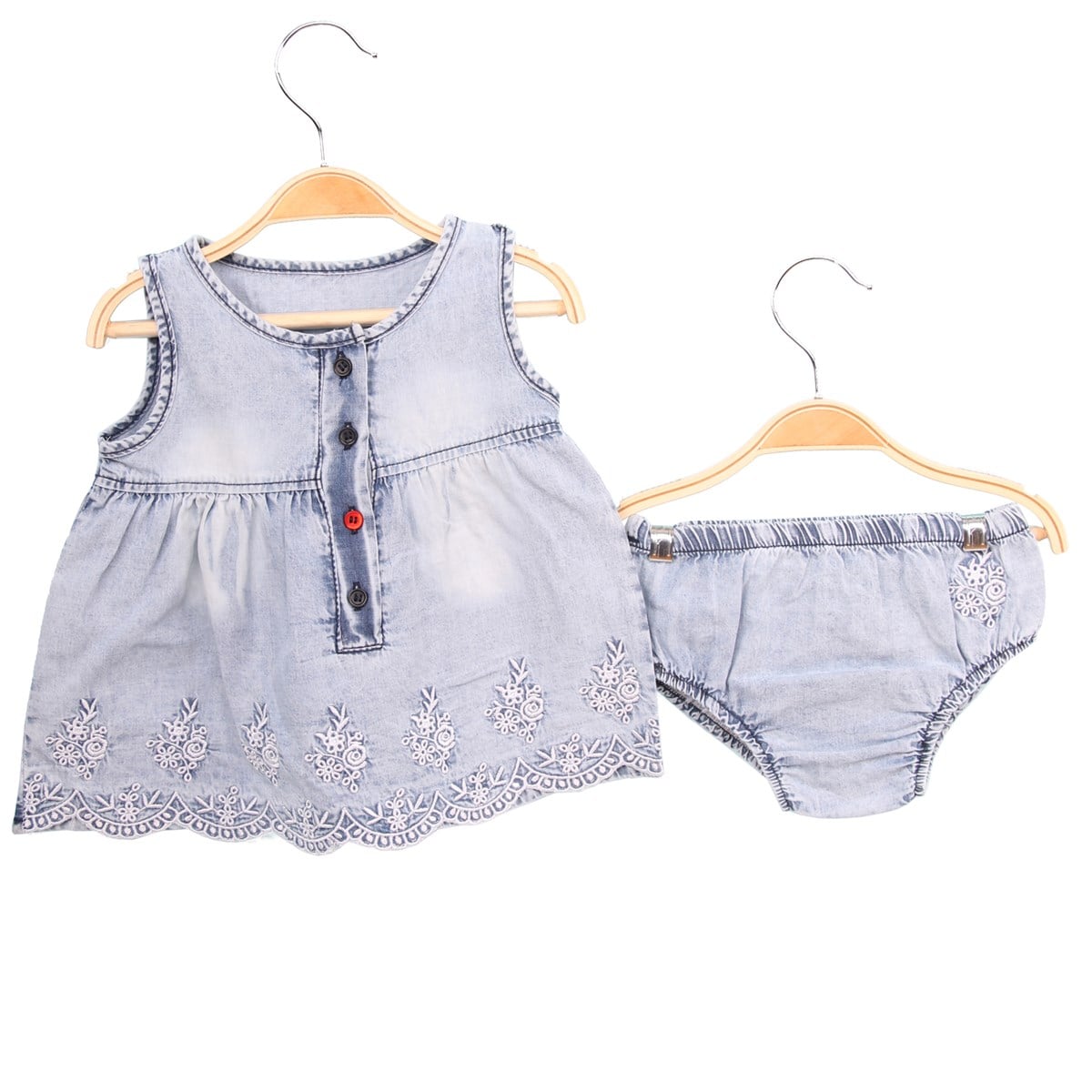 Kız Bebek ElbiseJile Kot Mavi (6 Ay-1.5 Yaş)