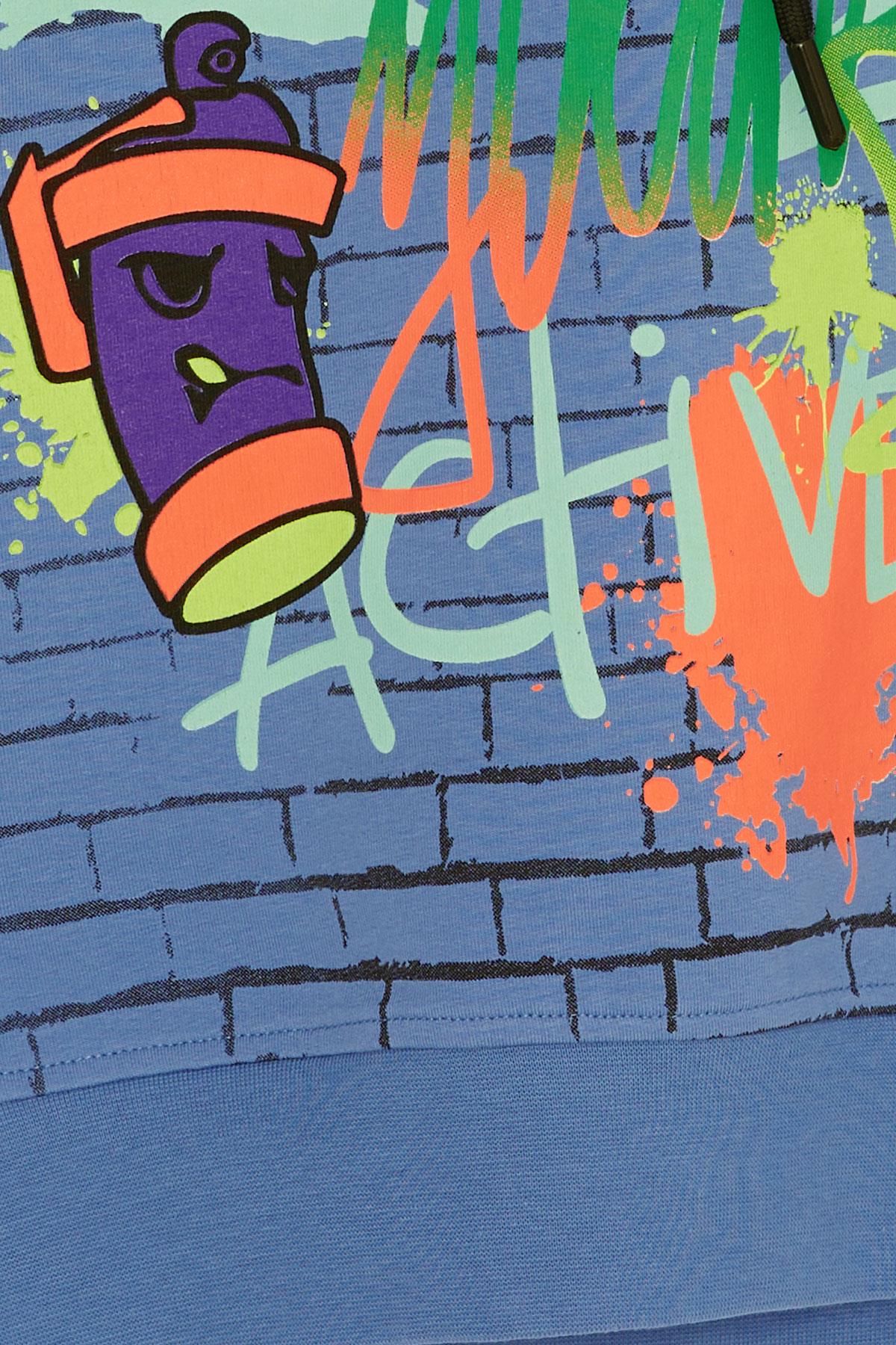 Erkek Çocuk Kapüşonlu Sweatshirt Renkli Grafiti Desenli Mavi 10-12 Yaş -  Sıcacık Çocuk Sweatleri | Breeze