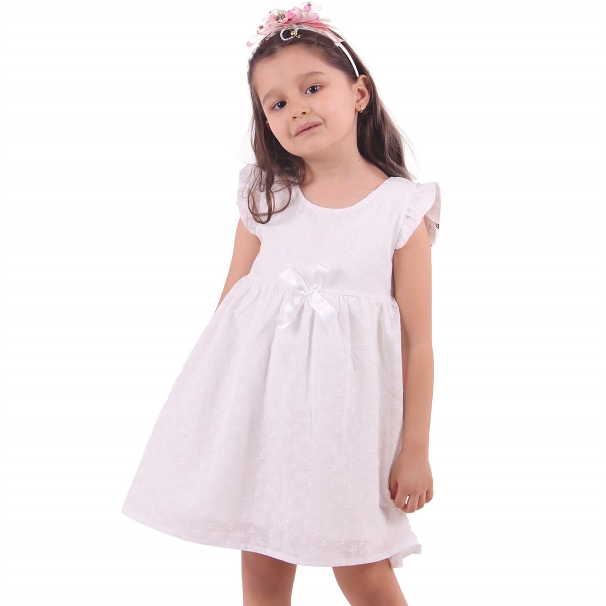 Kısa Kol Elbise ModelleriBREEZE10727-025Çiçekli Elbise