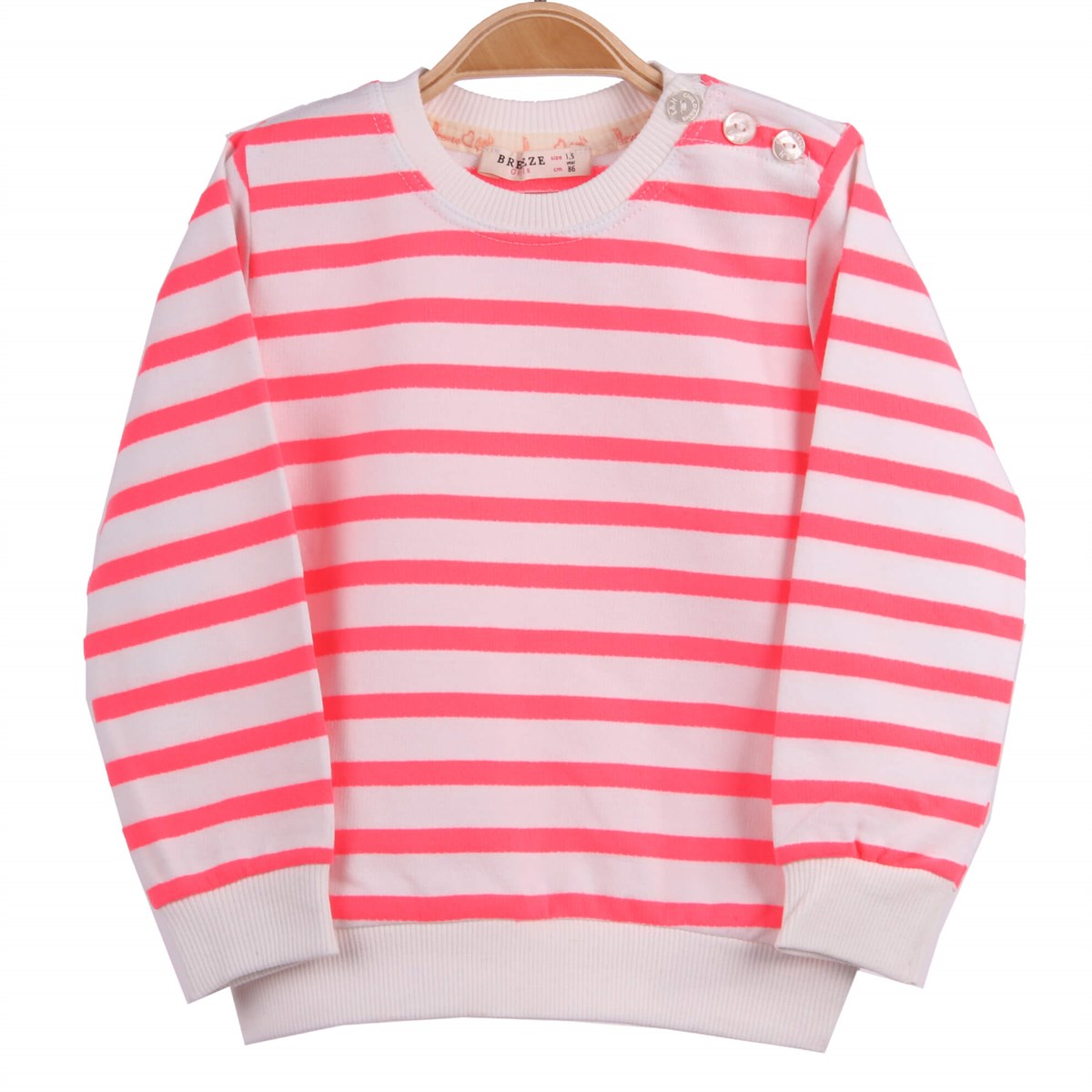 SweatshirtBREEZEK12262-624Çizgili Sweat Beyaz Pembe 