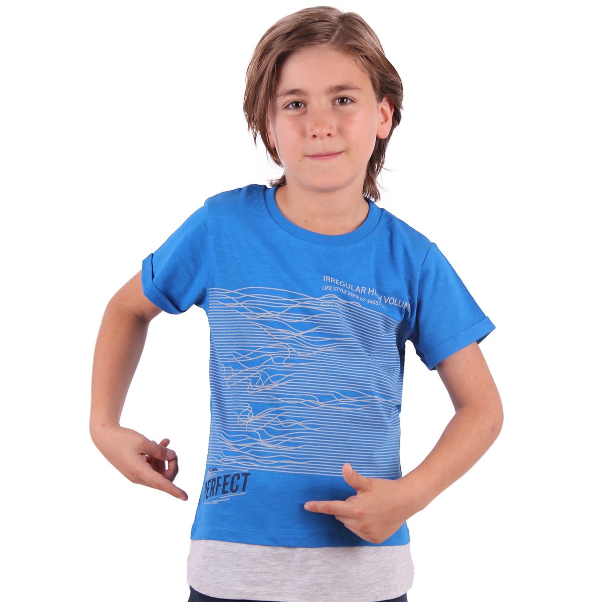 Erkek Çocuk Tişört Çizgili Mavi (8-10 Yaş)