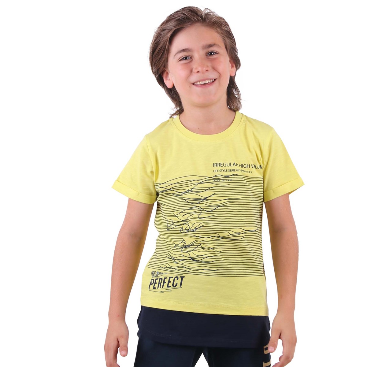 Erkek Çocuk Tişört Çizgili Yeşil (8 Yaş)