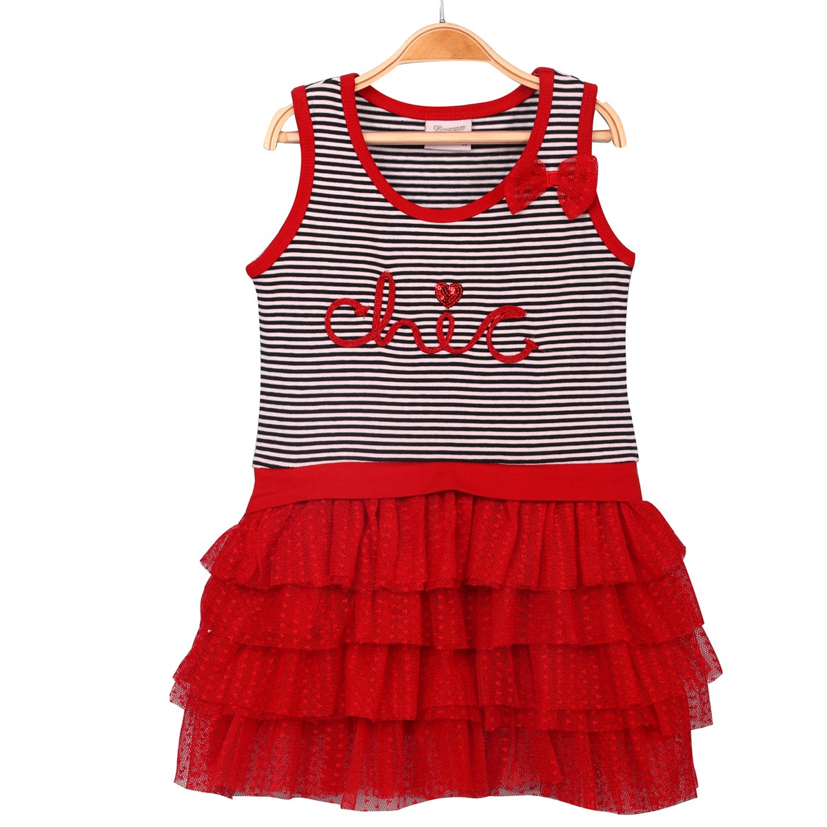 Çizgili Tüllü Elbise