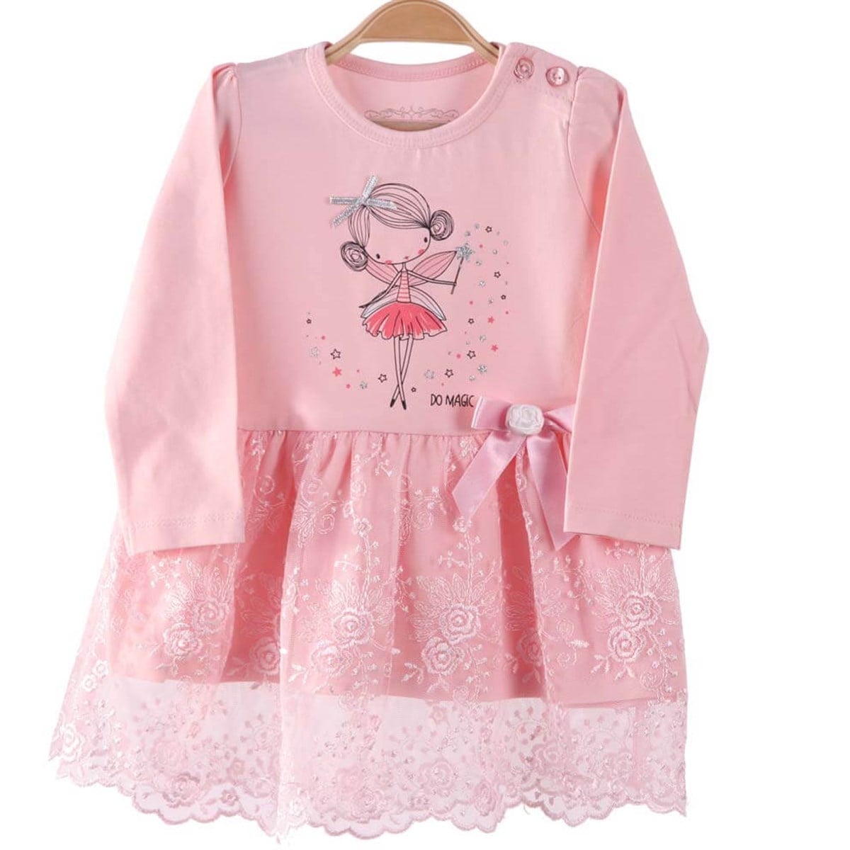 Kız Bebek Dantelli Elbise Pembe (1.5 Yaş)