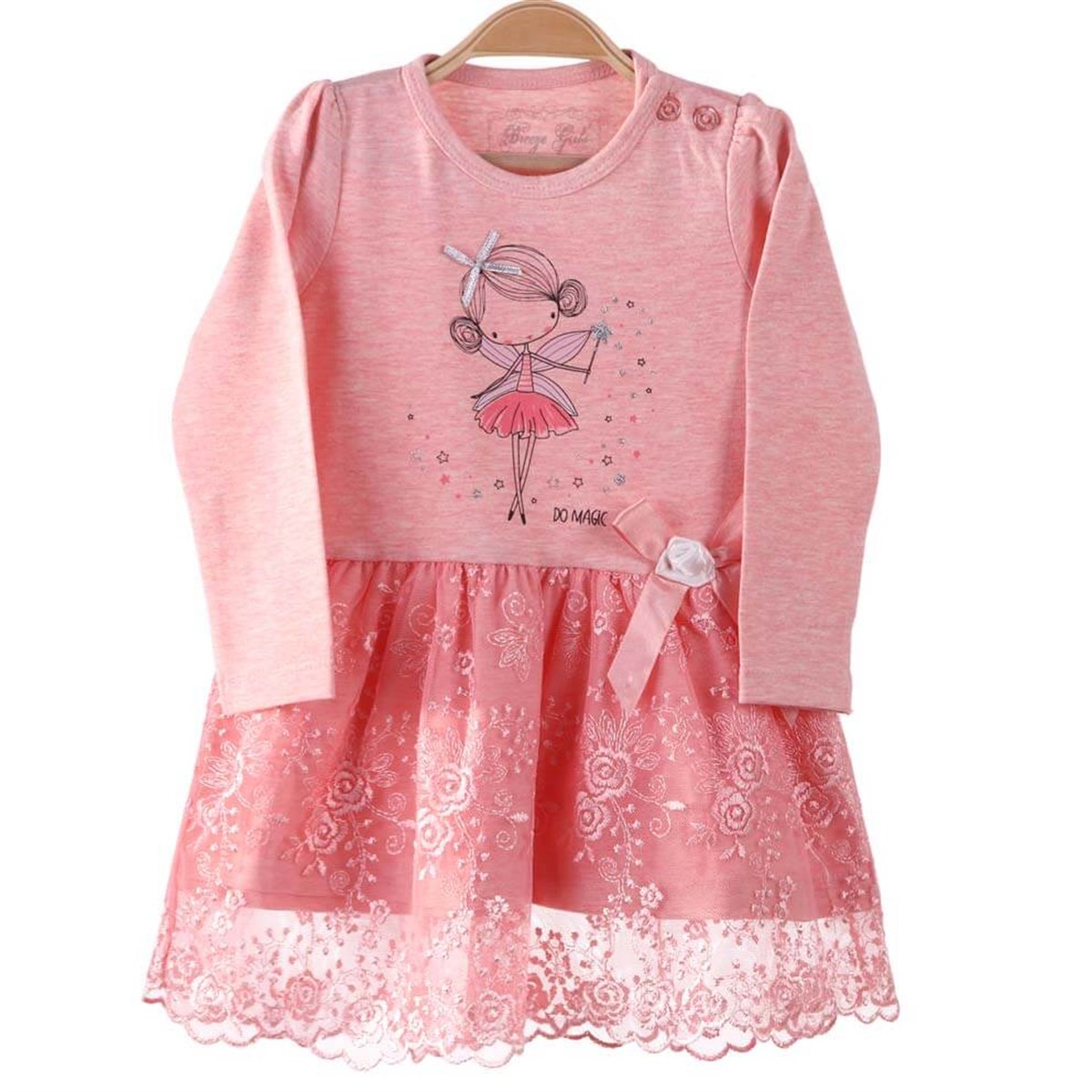 Kız Bebek Dantelli Elbise Somon (1.5 Yaş)