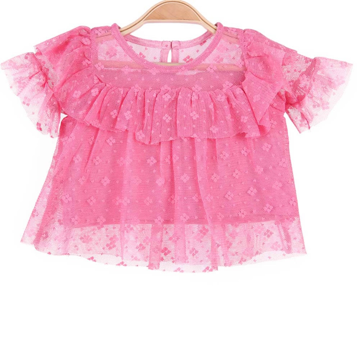 Kız Bebek Tişört Dantelli Pembe (9 Ay-3 Yaş)