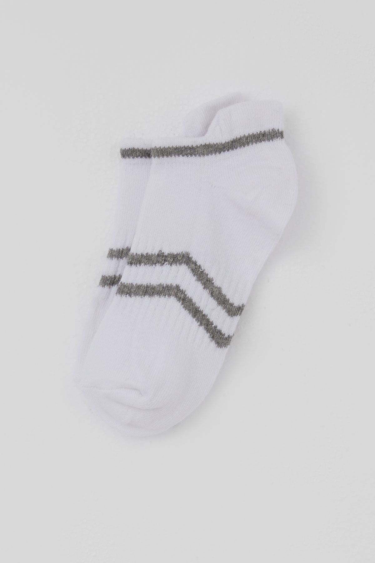 Defne Baby Erkek Çocuk Spor Patik Çorap Çizgi Detaylı Beyaz (5-10 Yaş)