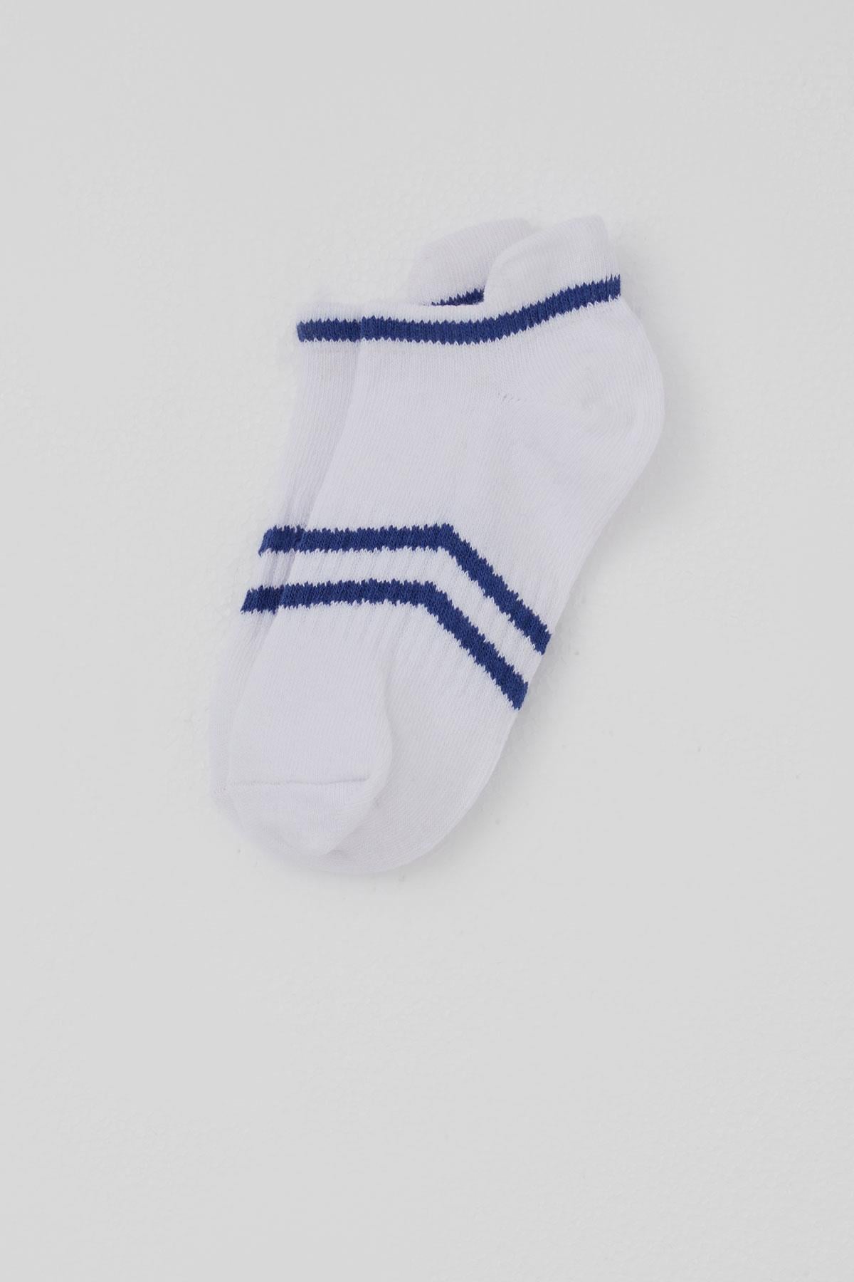 Defne Baby Erkek Çocuk Spor Patik Çorap Çizgi Detaylı Beyaz (5-12 Yaş)
