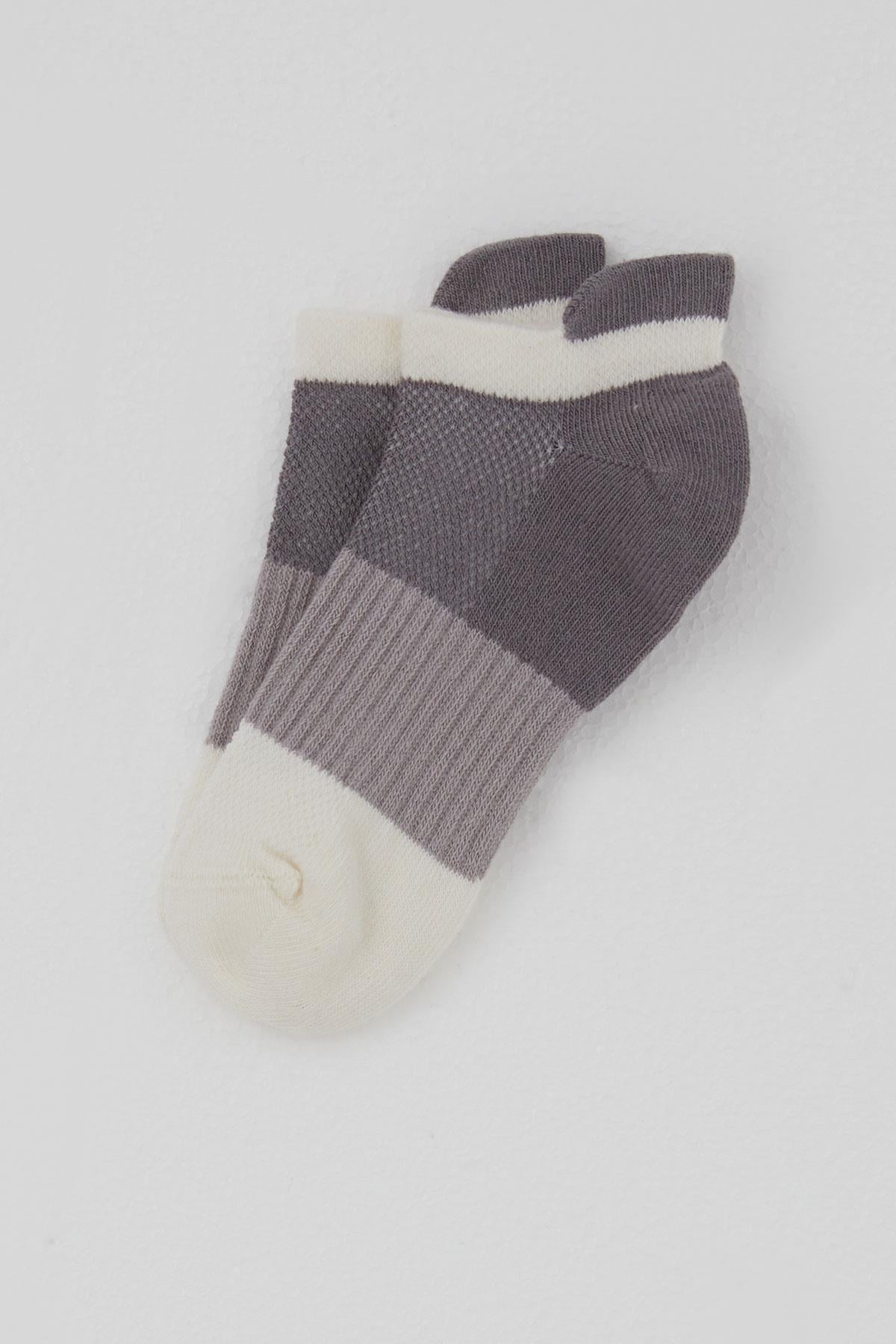 Defne Baby Kız Çocuk Spor Patik Çorap Blok Desenli Gri (5-12 Yaş)