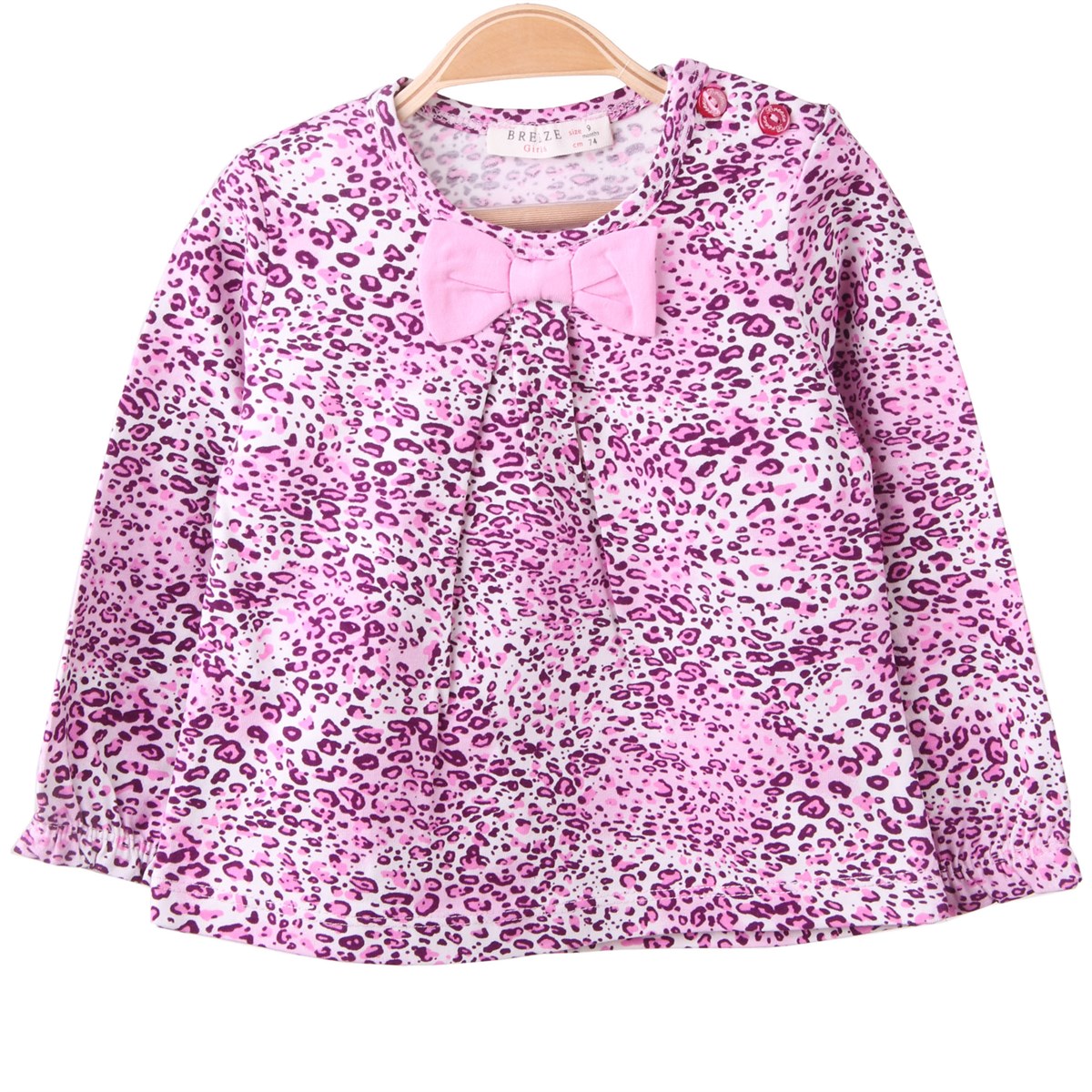 Kız Bebek Body Desenli Pembe-Ekru (1-1.5 Yaş)