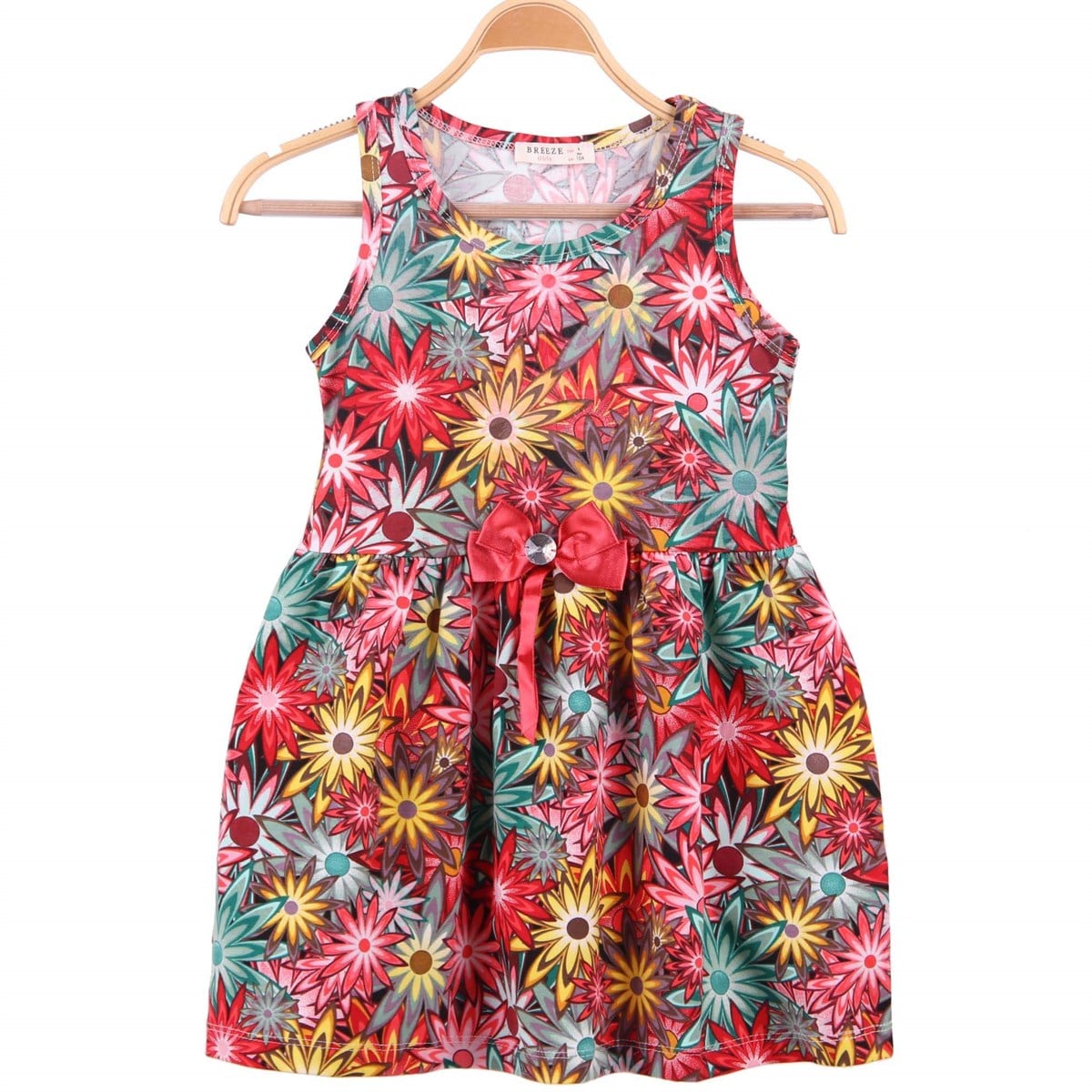 Kısa Kol Elbise ModelleriBREEZE9277-026Desenli Elbise