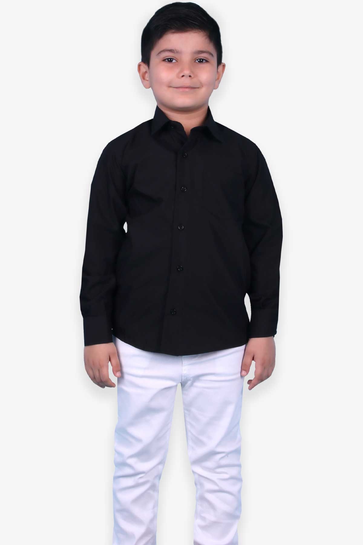 Erkek Çocuk Gömlek Basic Siyah 7 Yaş - Breeze