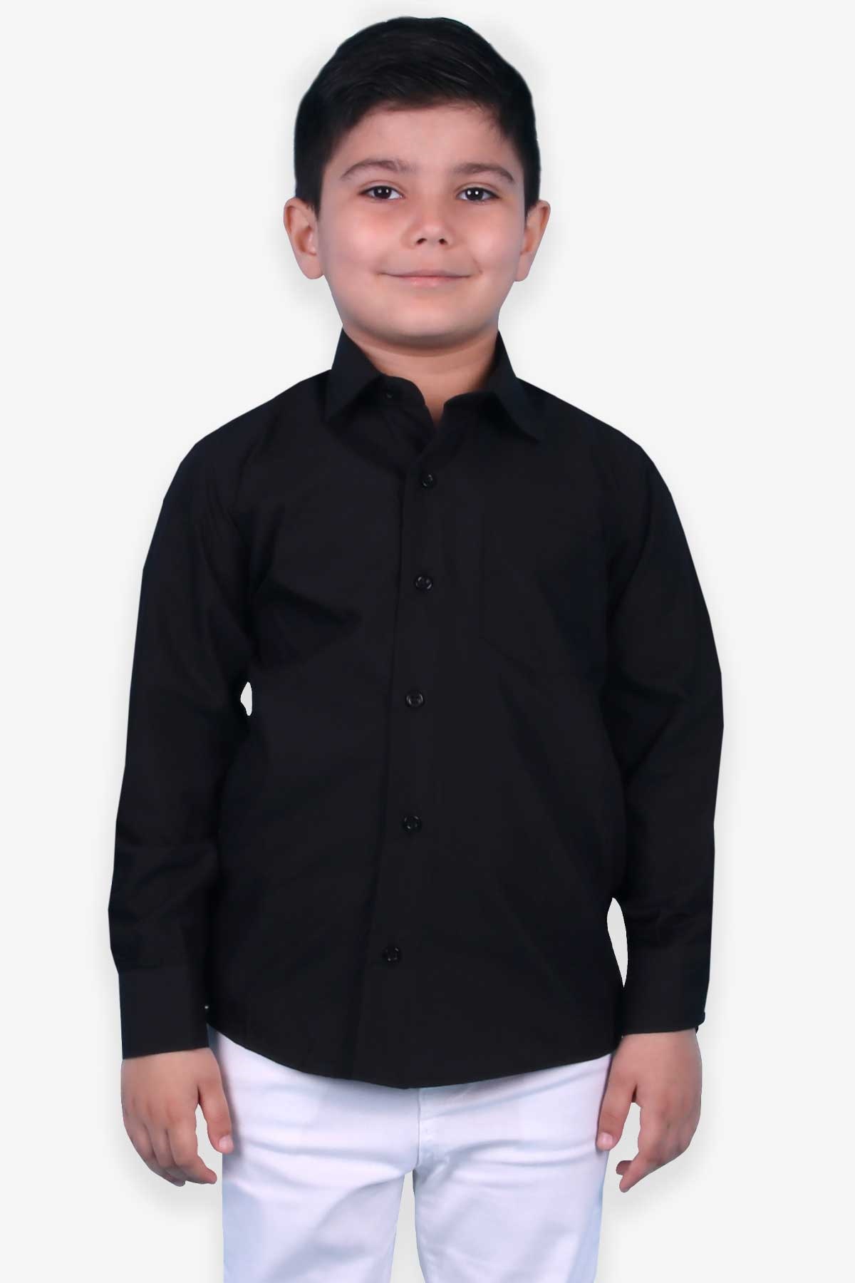 Erkek Çocuk Gömlek Basic Siyah 7 Yaş - Breeze