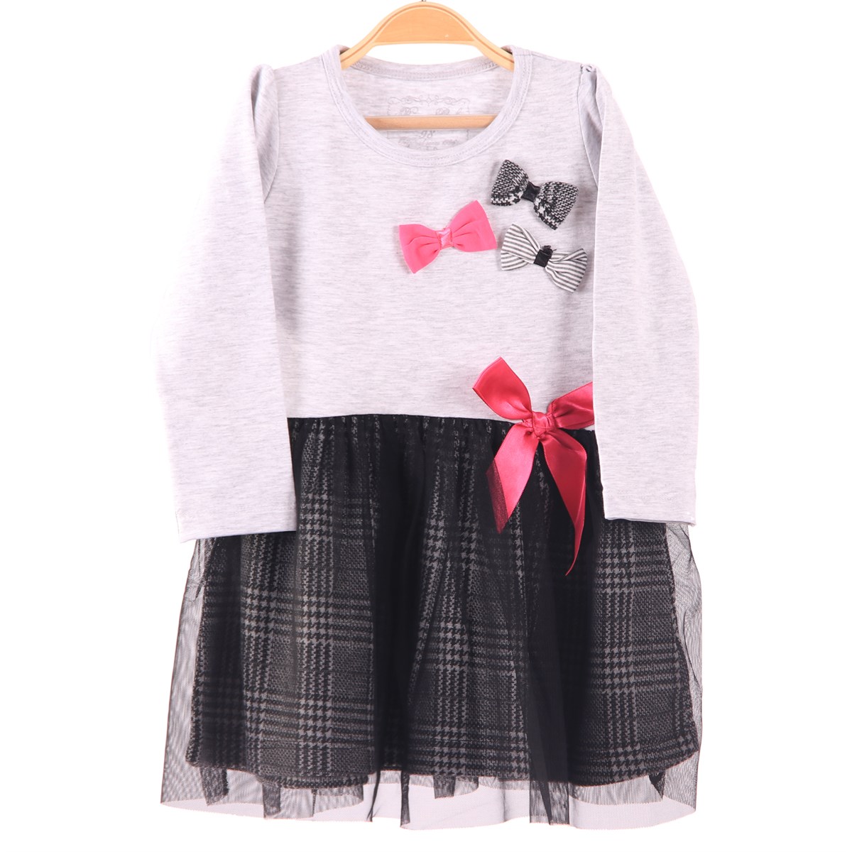 Ekoseli Tüllü Elbise