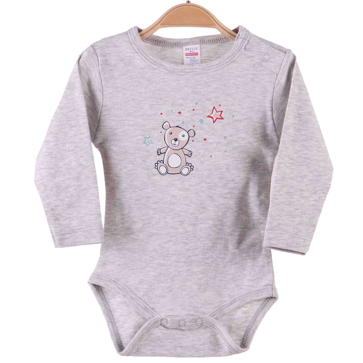 Erkek Bebek Çıtçıtlı Body Ayıcıklı Gri (9 Ay-3 Yaş) BREEZE