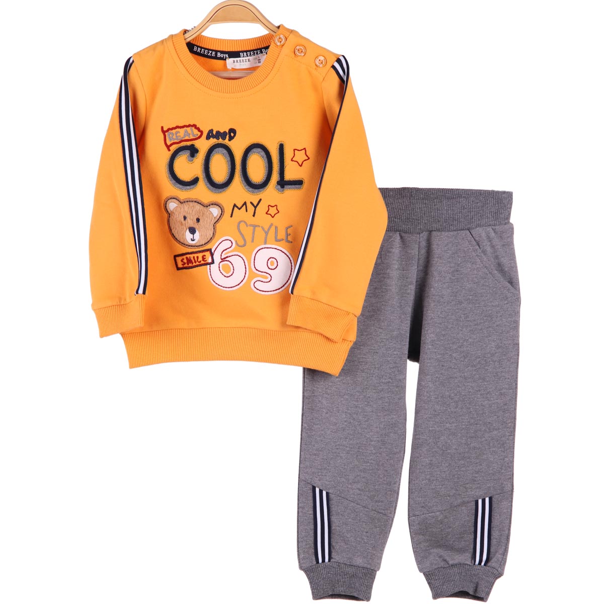 Erkek Bebek Eşofman Takımı Şeritli Sarı (9 Ay-3 Yaş) BREEZE