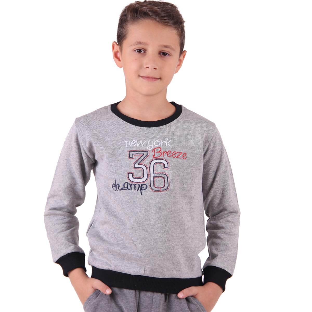 Erkek Çocuk Baskılı Sweat Gri-Siyah (2-6 Yaş)