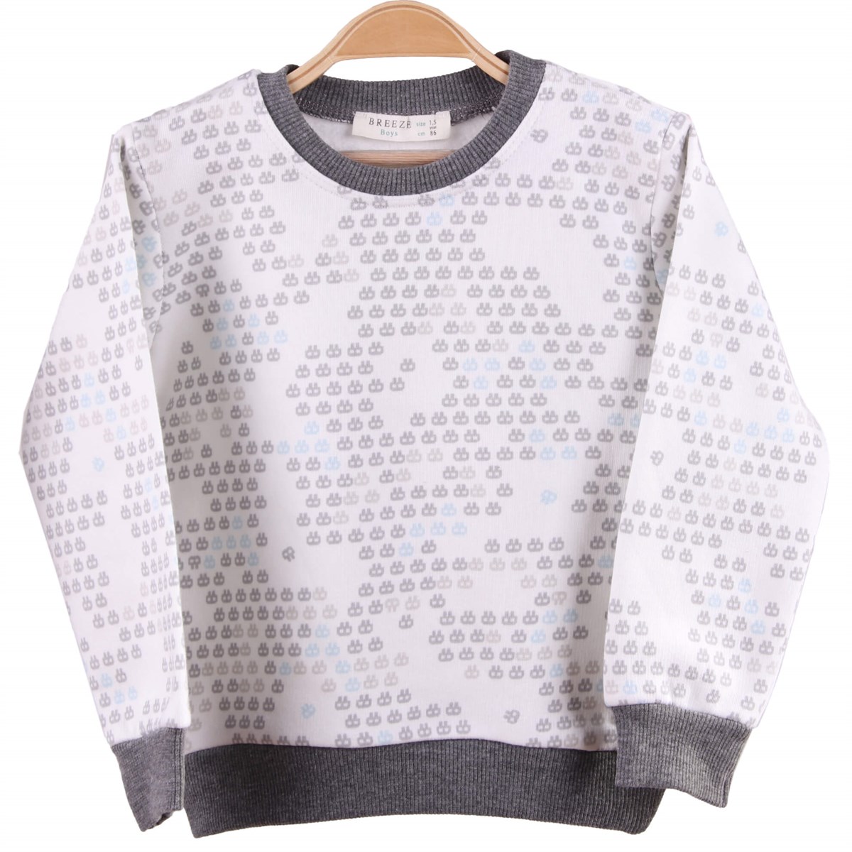 Erkek Çocuk Desenli Sweat  Breeze Ekru-Gri