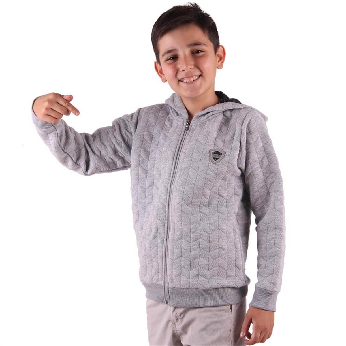 Erkek Çocuk Kapüşonlu Hırka Breeze Gri