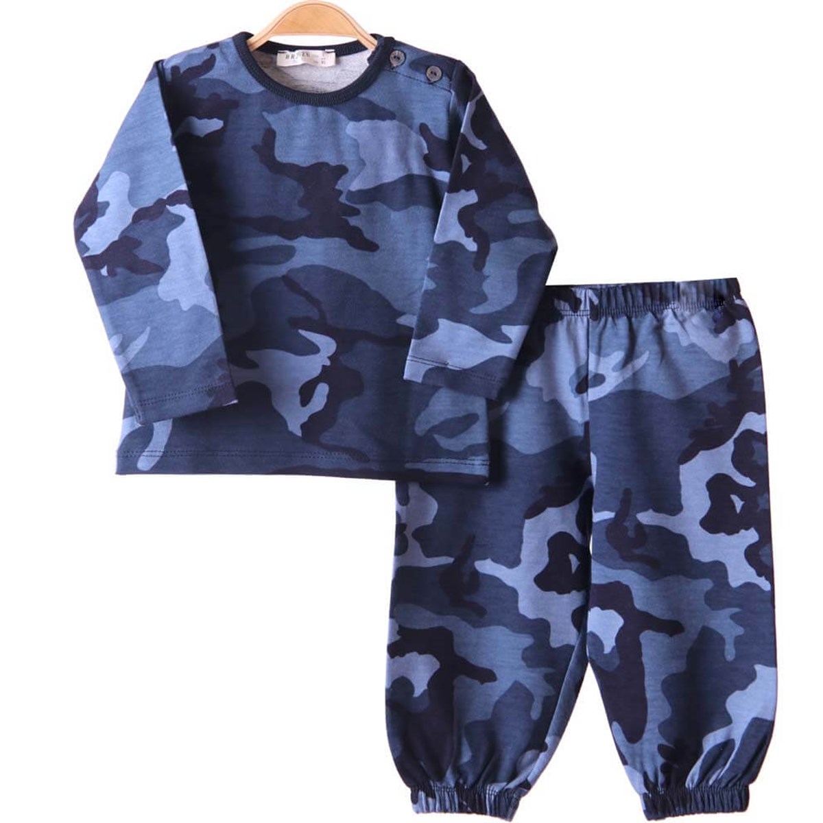 Erkek Çocuk Pijama Takımı Kamuflaj Lacivert-Mavi (1-4 Yaş) BREEZE