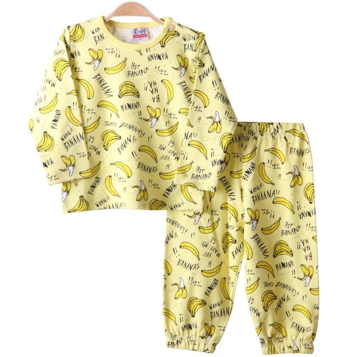 Erkek Çocuk Pijama Takımı Muz Desenli Sarı (1-4 Yaş) BREEZE