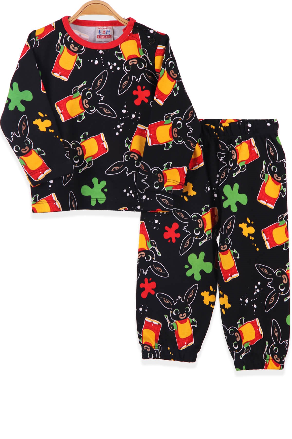 Erkek Çocuk Pijama Takımı Desenli Siyah 1 Yaş - Yumuşak Kumaş | Breeze