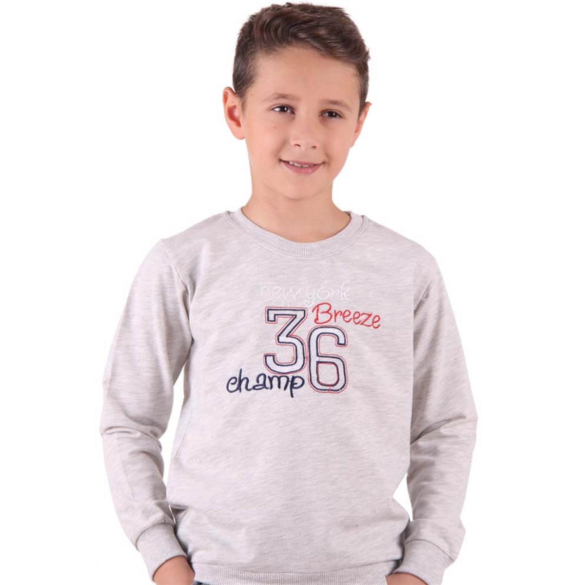 Erkek Çocuk Baskılı Sweat  Breeze Gri-Kırmızı