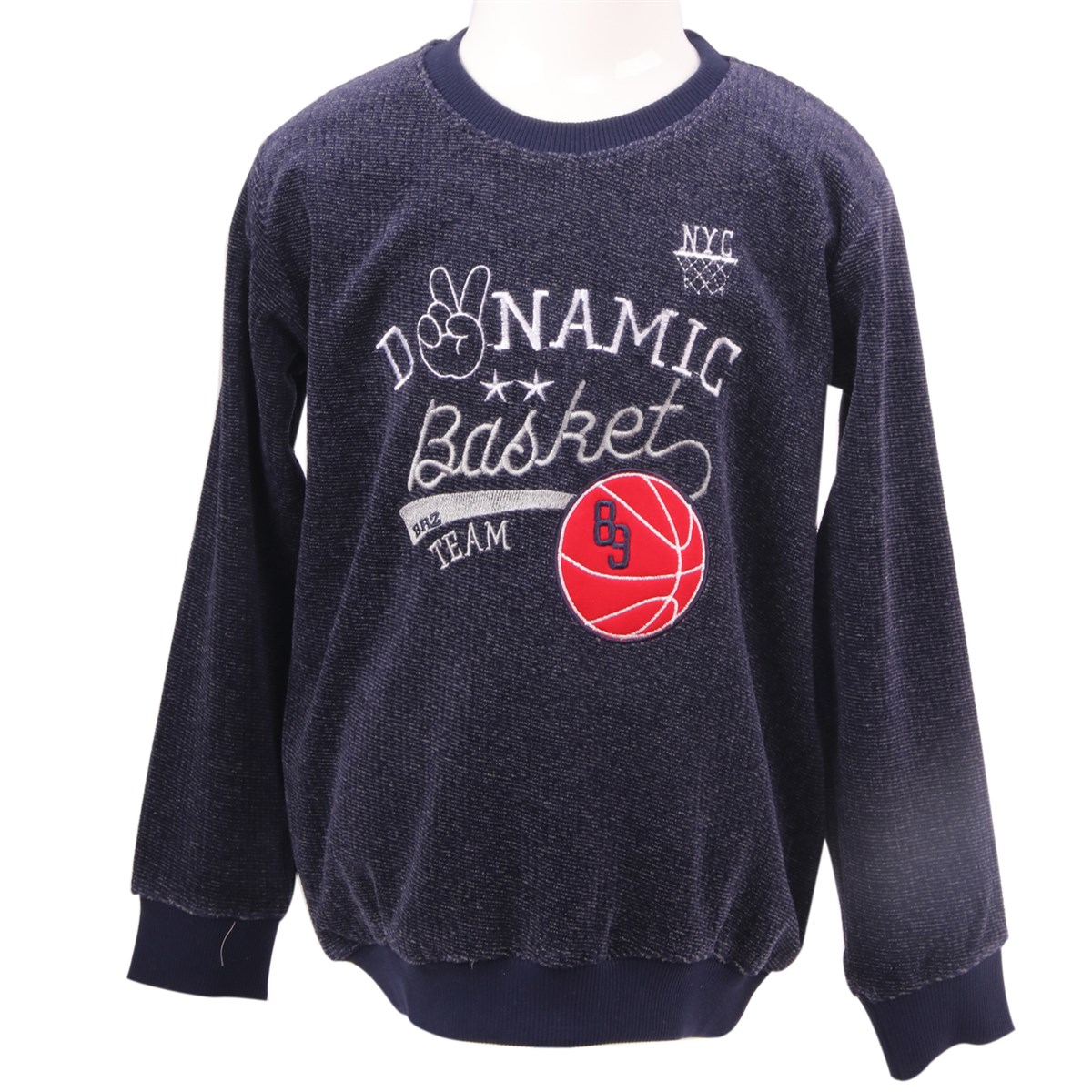 Erkek Çocuk Kadife Sweatshirt Lacivert (6-12 Yaş)