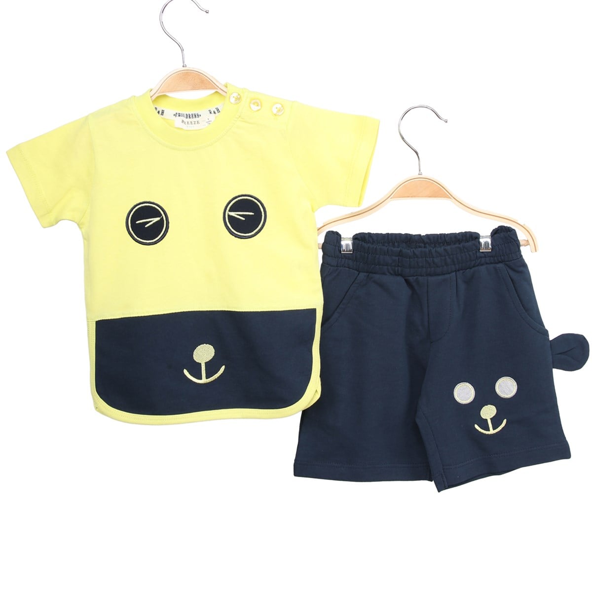 Erkek Bebek Şort Takım Yeşil-Lacivert (9 Ay)