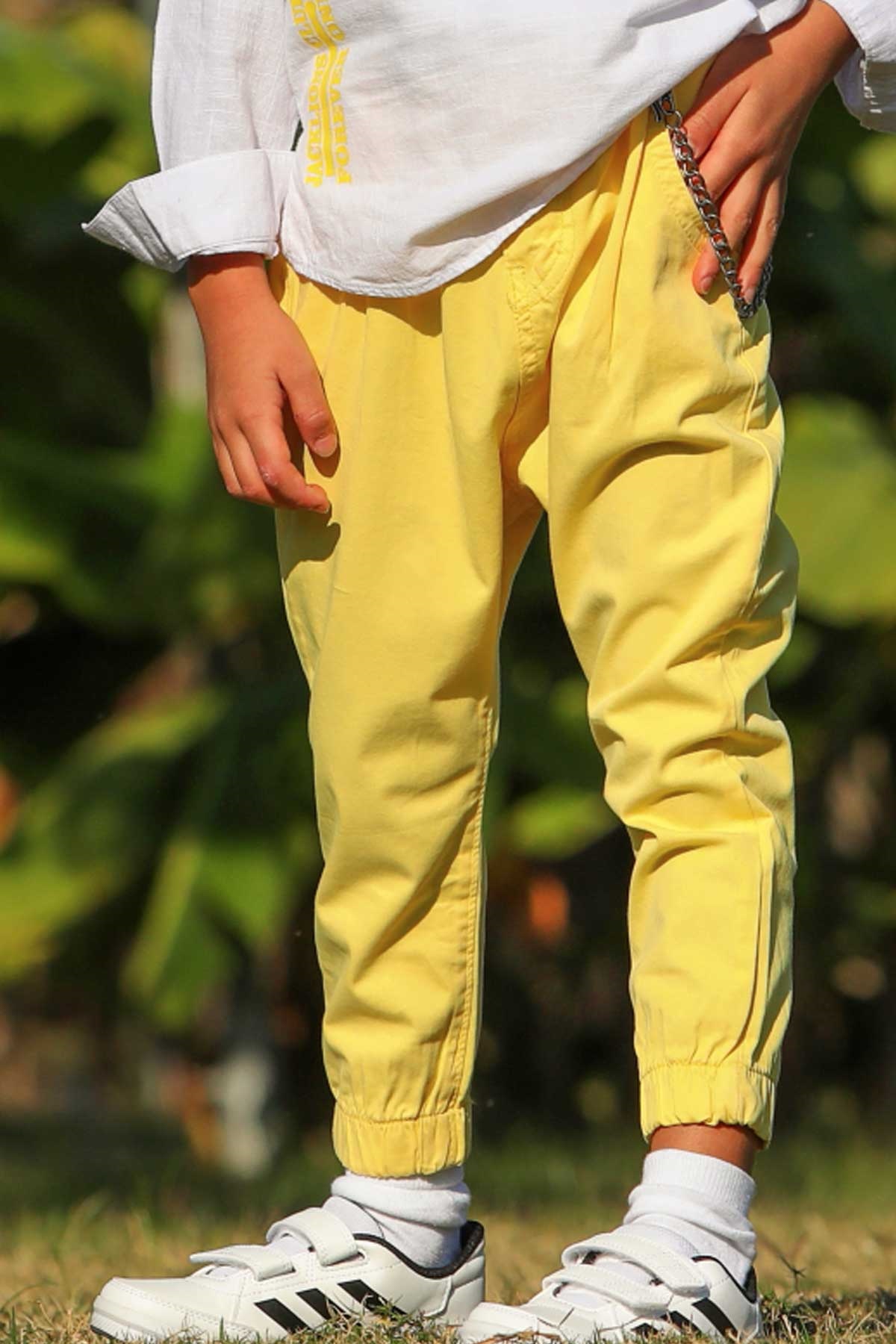 Erkek Çocuk Kot Pantolon Şalvar Kesim Sarı 5-16 Yaş - Şık Modeller | Breeze