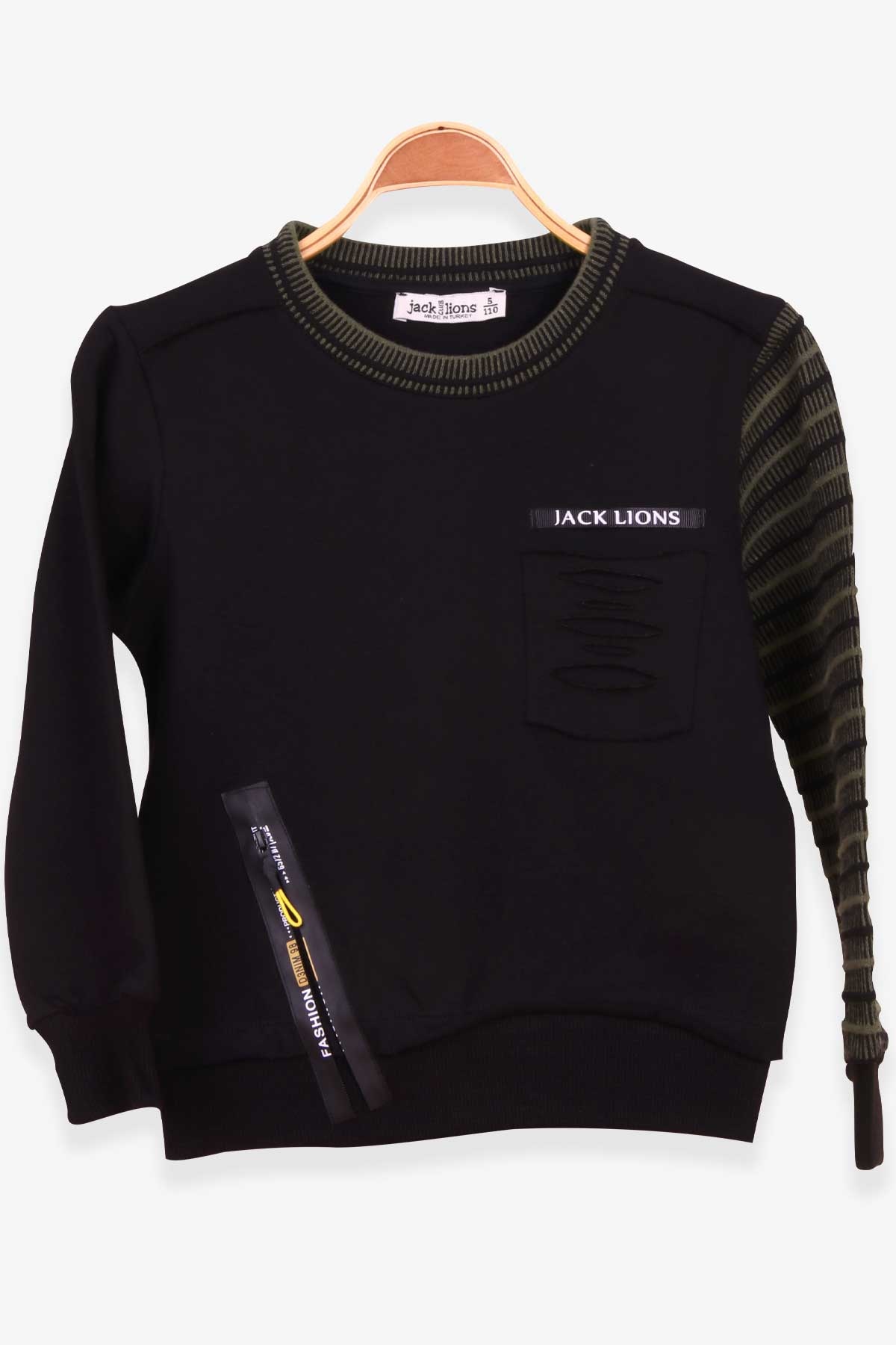 Escabel Erkek Çocuk Sweatshirt Cep Detaylı Siyah (5-8 Yaş)