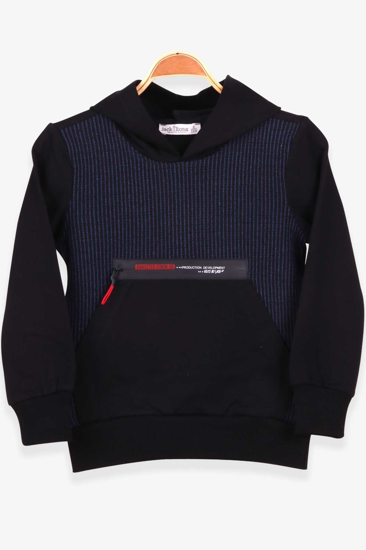 Escabel Erkek Çocuk Sweatshirt Çizgili Koyu Mavi (5-8 Yaş)