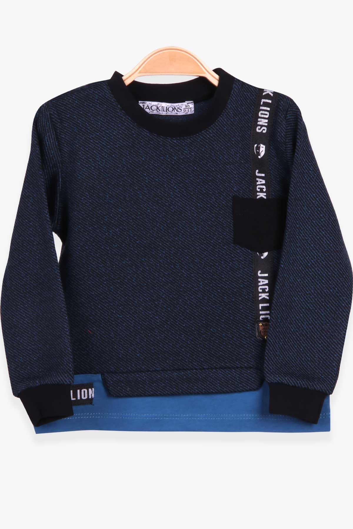 Escabel Erkek Çocuk Sweatshirt Desenli Koyu Mavi (1-4 Yaş)
