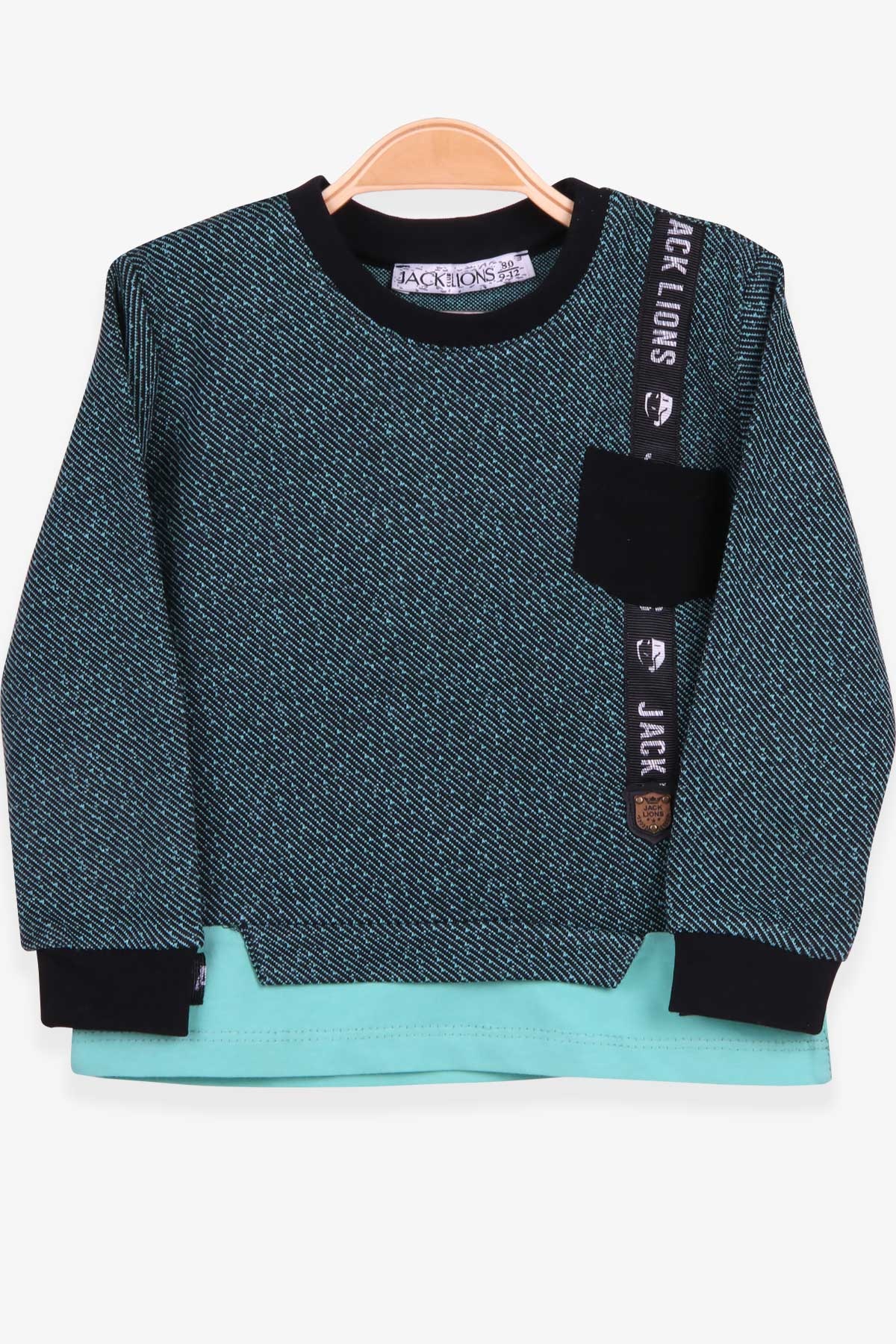 Escabel Erkek Çocuk Sweatshirt Desenli Mint Yeşili (1-4 Yaş)