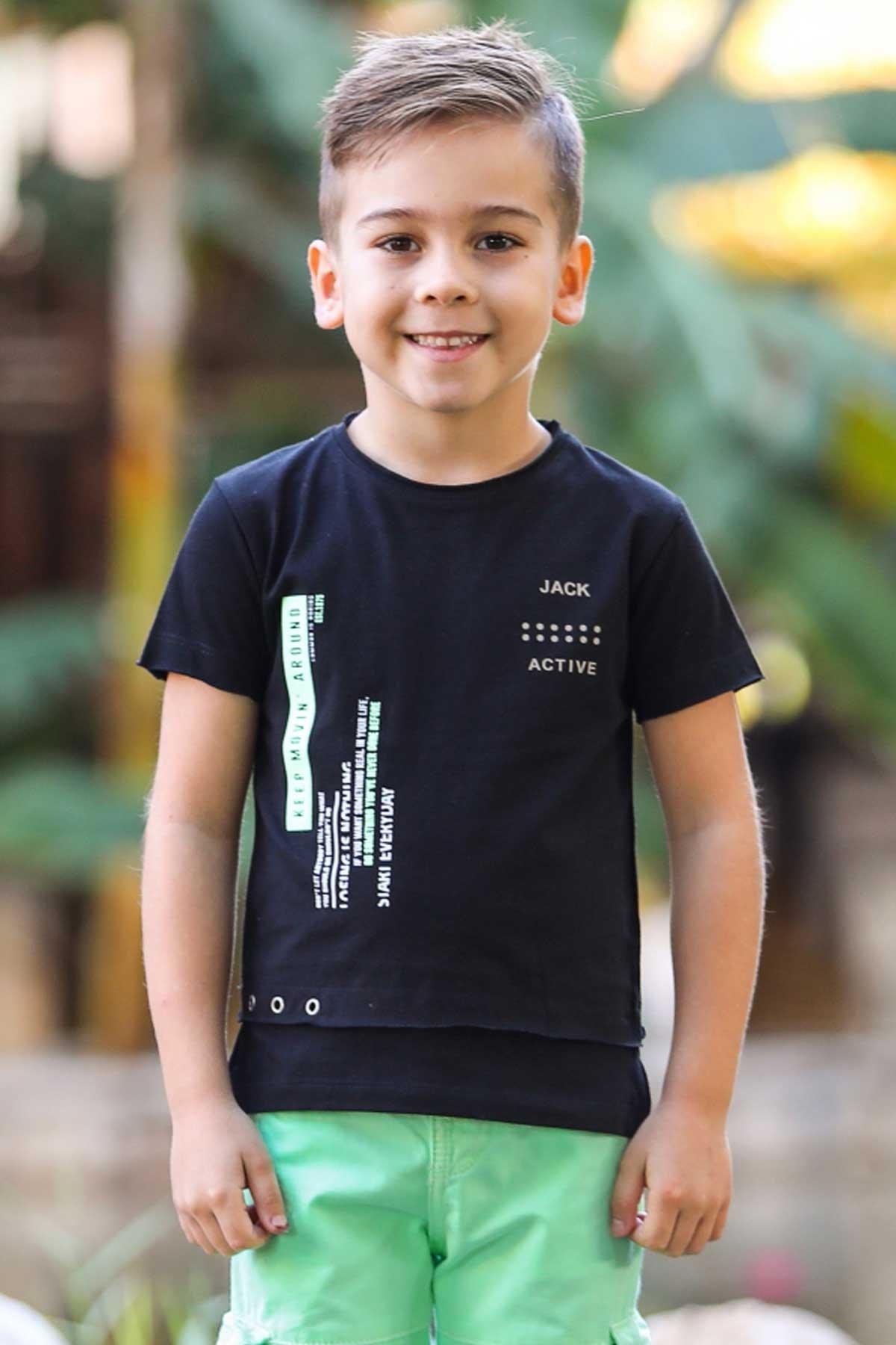 Erkek Çocuk Tişört Yazı Baskılı Siyah 10-16 Yaş - Yazlık Modeller | Breeze