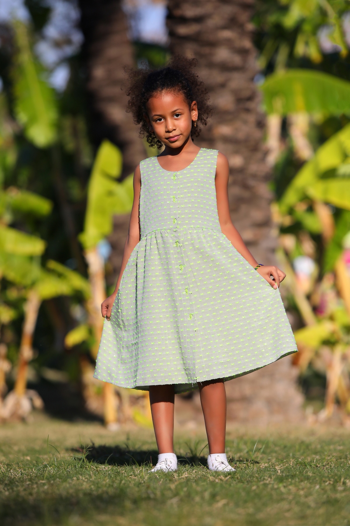 Kız Çocuk Elbise Önü Düğmeli Mint Yeşili 14 Yaş - Yazlık Elbiseler | Breeze