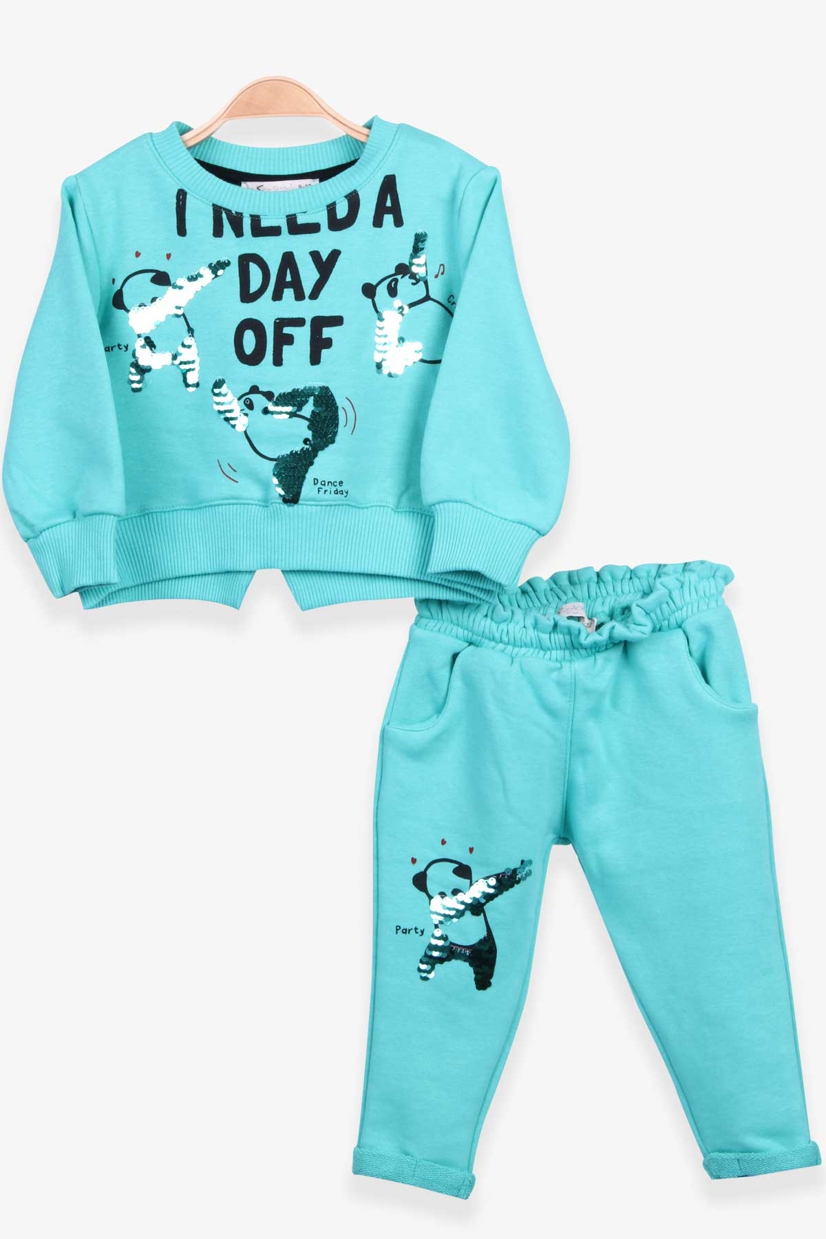 Escabel Kız Çocuk Eşofman Takım Pullu Su Yeşili (1-4 Yaş)