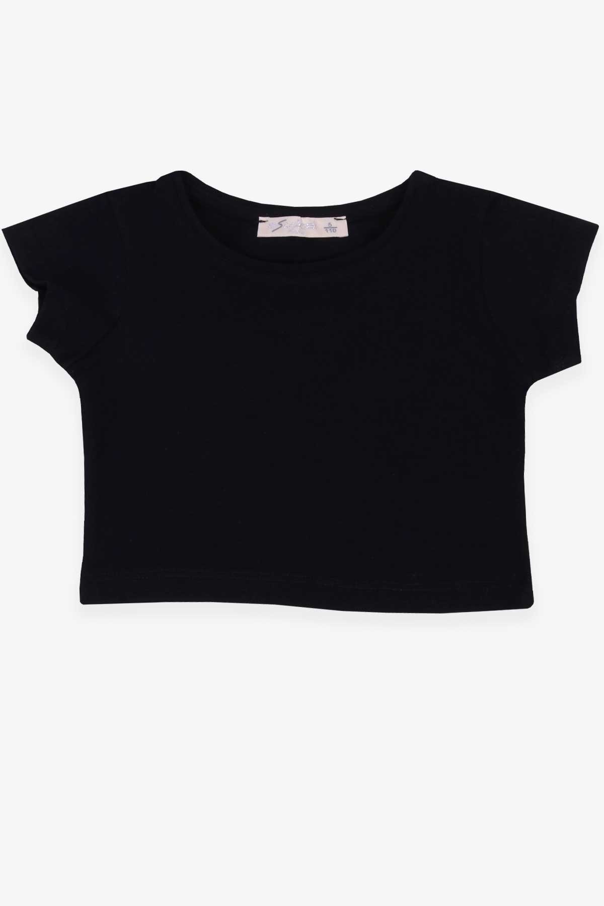 Kız Çocuk Tişört Basic Crop Top Siyah 5-14 Yaş - Breeze