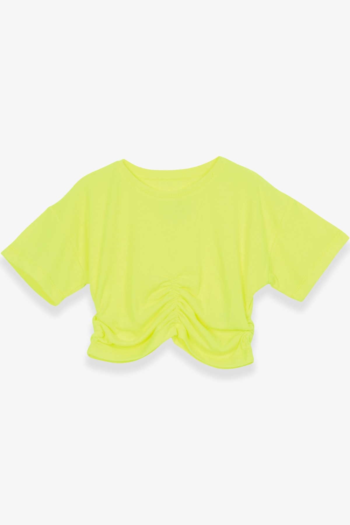 Escabel Kız Çocuk Tişört Büzgülü Neon Sarı (5-9 Yaş)