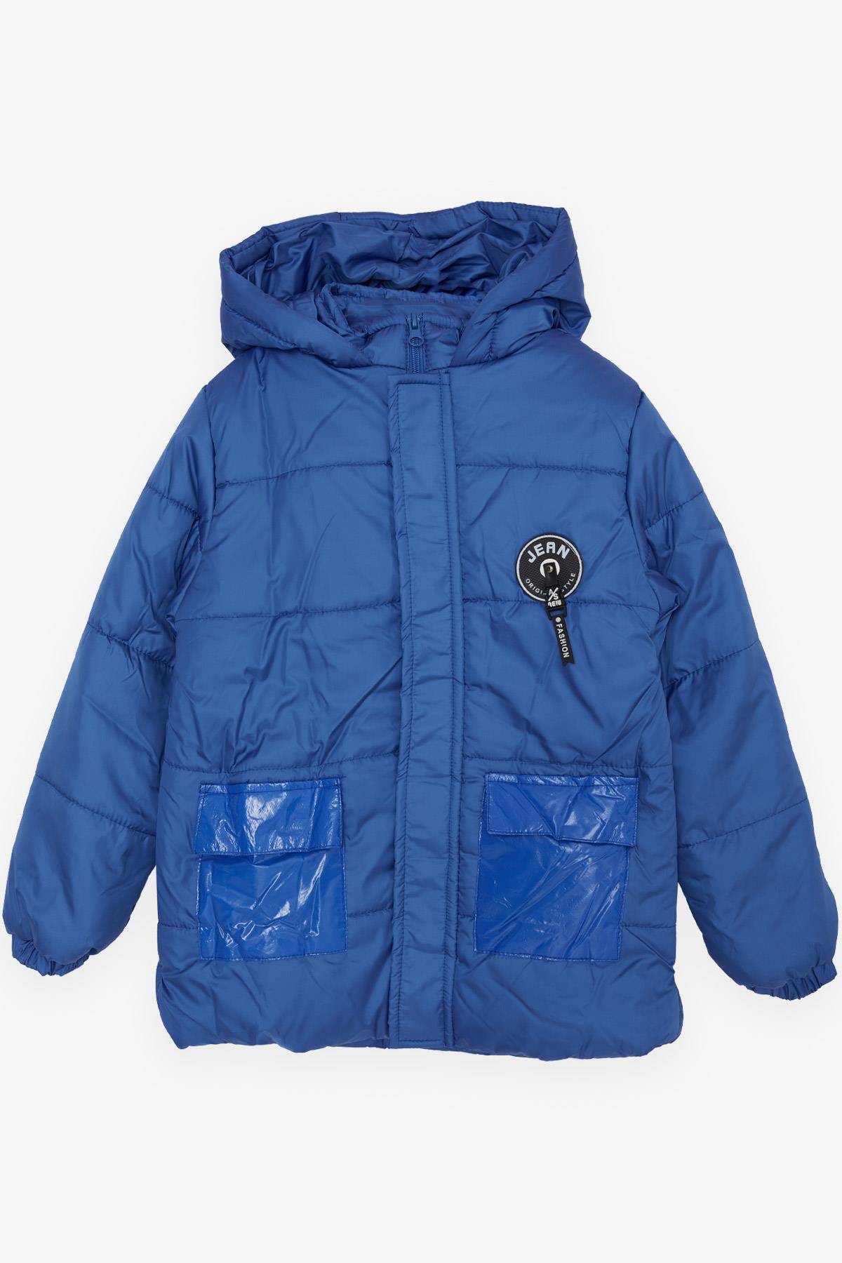 Erkek Çocuk Mont Fermuarlı Kapüşonlu Armalı Saks Mavisi 6-10 Yaş - Çocuk  Mont ve Yağmurluk Modelleriı | Breeze