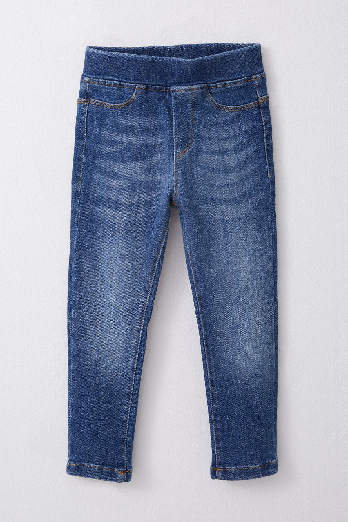 Export Kız Çocuk Jean Pantalon Taşlanmış Mavi (3-7 Yaş)