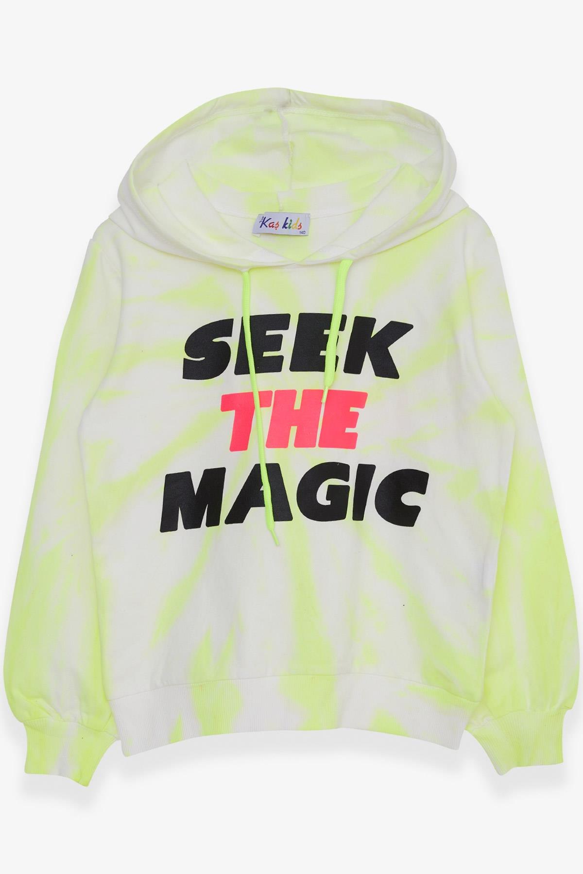 EXPORT Kız Çocuk Sweatshirt Batik Desenli Slogan Baskılı Ekru (9-13 Yaş)