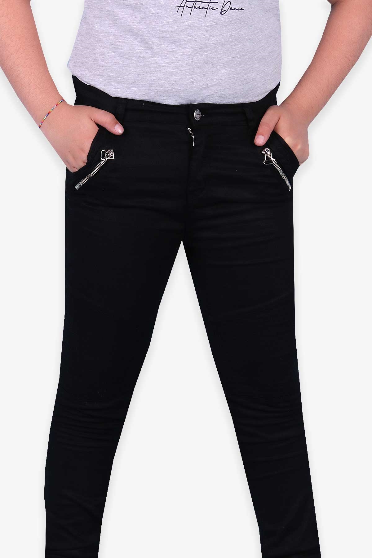 Jack Lions Erkek Çocuk Gabardin Pantolon Fermuar Aksesuarlı Siyah (5-16 Yaş)
